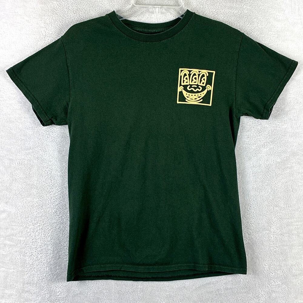 Keith Haring Tshirt Mens S Green Three Eyed Smiley Face NYC Pop Art Graffiti 80s